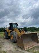 2014 CAT 980 K wheel loader 18,452 hours showing on meter. Cat ID CAT0980KVW7K02430. Serial number W7K02430.Engine serial number TXM06203. Approximately 369 hp. Diesel engine. Cab/ROPS. Includes scale, reader with printer, located in cab see photos for detail. AC blows Ice Cold. See Photos for Video of Equipment in Operation.- $1000 deposit. balance in ACH or certified check within 48 hours of auction close- NO Sales Tax Collected