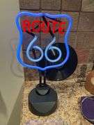 Basement. Route 66 neon standing sign. Approximately 19 inches tall. with Bottle Lamp ( Not pictured)