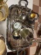 Plated tea set and misc