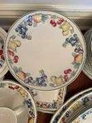 Villeroy & Boch Melina pattern. The main dinner settings appear to be serviced for approximately 12. The coffee cups and saucers and soup bowls appear to be serving for approximately eight and there are some miscellaneous pieces mixed in. Very high quality marked West Germany. Accessory pieces all included in this set