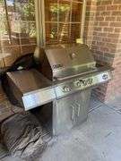 Jen air stainless gas grill and cover. Includes one tank.