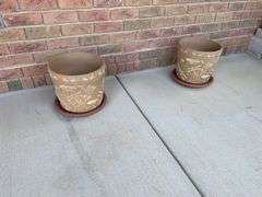 Front porch: Heavy stoneware Planters. By the piece times bid