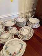 Villeroy & Boch Melina pattern. The main dinner settings appear to be serviced for approximately 12. The coffee cups and saucers and soup bowls appear to be serving for approximately eight and there are some miscellaneous pieces mixed in. Very high quality marked West Germany. Accessory pieces all included in this set