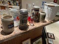 Basement. Steins and miscellaneous barware.