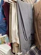 Contents of master bedroom closet includes men’s extra large shirts, xl Golf shirts, men’s 38 inch waist, slacks, salmon colored leather coat, sweaters, hats, ties, ladies, shoes, ladies, clothing, size, large, sweaters, some books. Take what you want. Leave the rest.