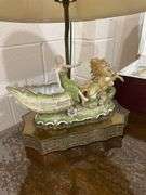 Basement. Lot of miscellaneous items. Includes vintage lamp.