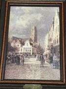 Living room. Four framed pieces of art including tile