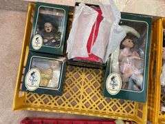 Living room. Large lot of dolls. Including Geppetto. Bisque face dolls. JFK’s son doll and a cherished Teddy.