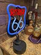 Basement. Route 66 neon standing sign. Approximately 19 inches tall. with Bottle Lamp ( Not pictured)