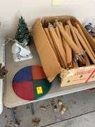 Aluminum Christmas tree in original box includes color wheel, also ceramic tree.