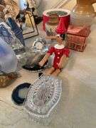 Entryway. Large lot of collectibles and decor. Includes Disney & Pottery