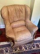 Den. Ligne Mur furniture. Sofa and two side chairs in leather..  Some loss.  Very high end designer brand.  Family says these were imported from Luxembourg.