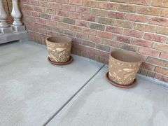 Front porch: Heavy stoneware Planters. By the piece times bid