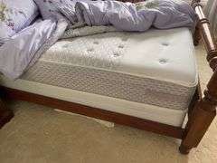 Pennsylvania house queen bedroom set. Includes queen size bed frame mattress. Standing dresser. Dresser with mirror. Nightstand.  and miscellaneous.  Linens. Clean pet free home