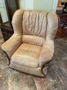Den. Ligne Mur furniture. Sofa and two side chairs in leather..  Some loss.  Very high end designer brand.  Family says these were imported from Luxembourg.