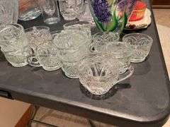 Punch bowl with miscellaneous cups and glass ￼