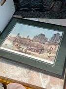 Living room. Four framed pieces of art including tile