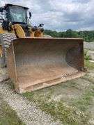 2014 CAT 980 K wheel loader 18,452 hours showing on meter. Cat ID CAT0980KVW7K02430. Serial number W7K02430.Engine serial number TXM06203. Approximately 369 hp. Diesel engine. Cab/ROPS. Includes scale, reader with printer, located in cab see photos for detail. AC blows Ice Cold. See Photos for Video of Equipment in Operation.- $1000 deposit. balance in ACH or certified check within 48 hours of auction close- NO Sales Tax Collected
