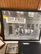 Basement. Large lot of framed wall art includes some prints photographs unique scenes. Nice variety review pictures for all pieces.