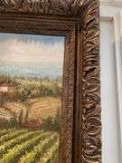 Living room. Approximately 48 x 36” oil on canvas painting of Italian countryside with ornate frame.