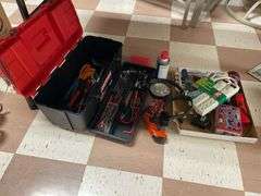 Household toolbox, miscellaneous tools.