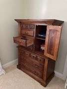 Pennsylvania house queen bedroom set. Includes queen size bed frame mattress. Standing dresser. Dresser with mirror. Nightstand.  and miscellaneous.  Linens. Clean pet free home