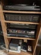 Basement. Vintage audio. Do CS 514. Technics equalizer SH – 8028. Fisher cassette deck. Technics receiver. Fisher speakers. In cabinet with other miscellaneous audio items. Includes wire Eiffel Tower Lamp