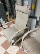 Nice outdoor set includes two rockers and glider and small resin table. Basement.