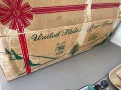 Aluminum Christmas tree in original box includes color wheel, also ceramic tree.