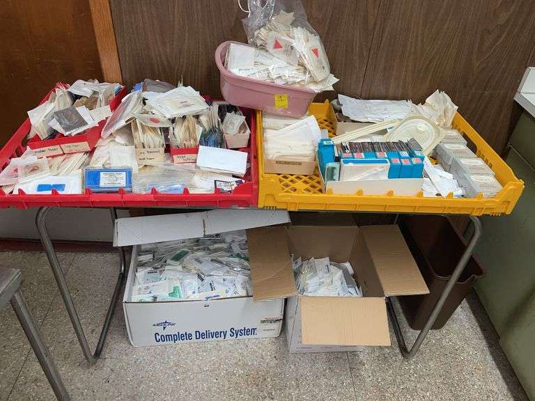 Large lot of surgical needles, blades, sutures, and miscellaneous. Trey is not included.