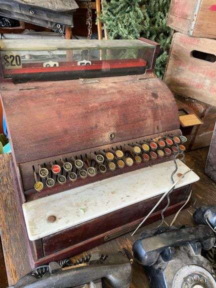 Dayton national cash register with side receipt. Stencil metal very heavy.