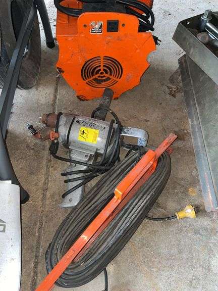 Fan. Extension cord and craftsman corded drill.