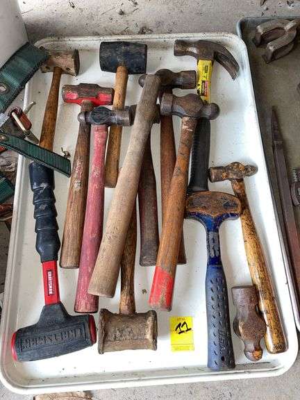 Tray of various hammers and mallets