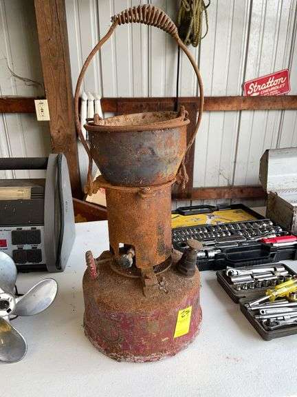 Pole barn. Turner brass Work vintage lead burner.