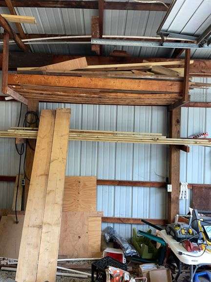 Pole barn. Lumber lot. All of the wood pictured. Bring a ladder to remove wood from small Loft approximately 9 foot above ground.
