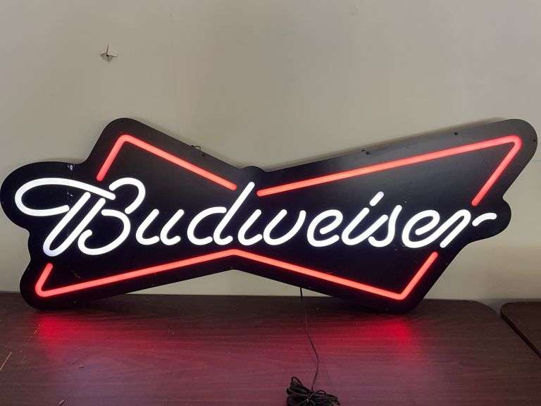 Budweiser light up sign. Approximately 48 inches wide and 19 inches tall.