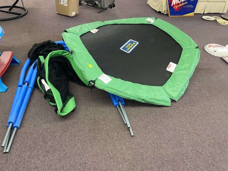 My first trampoline in like new condition with what appears to be all hardware and accessories. This trampoline is approximately 75 inches across.
