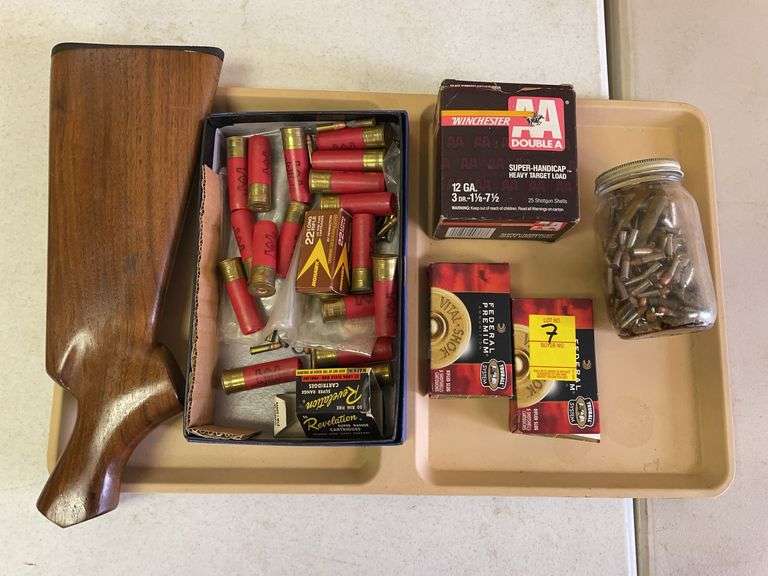 Bishop stock with 12 and 16 gauge shells as well as some 22 caliber ammo