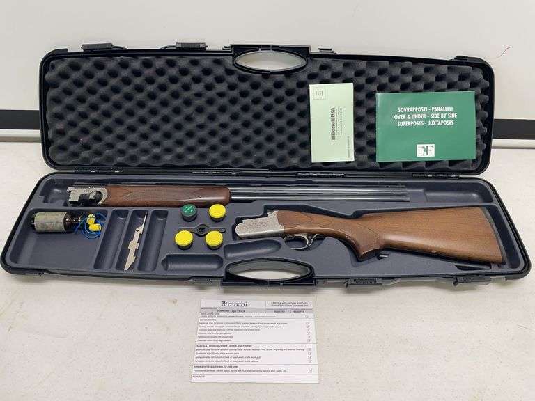 Franchi diamond 12 gauge 71ICK over under trap shotgun. In custom case. With original paperwork. And some accessories. Must Be 21- See Lot Description