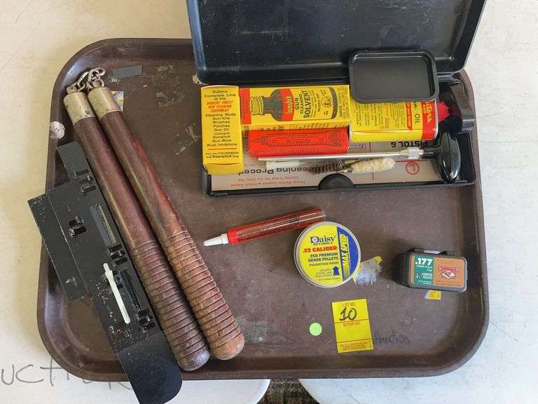 Nunchucks. Gun cleaning accessories. 22 caliber daisy pellets and .177 pointed pellets by copperhead.