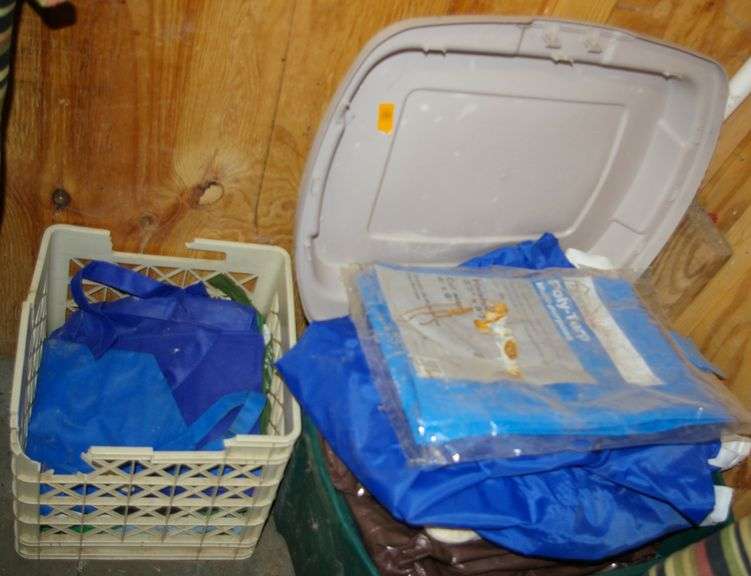 Two Bins, tarps and bags
