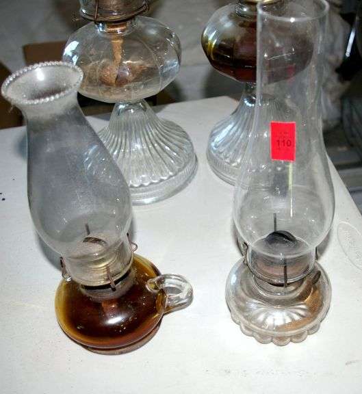 2 Pressed Glass OIl Lamps