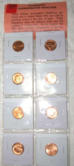 8 U.S. Treasury Commemorative Medallions