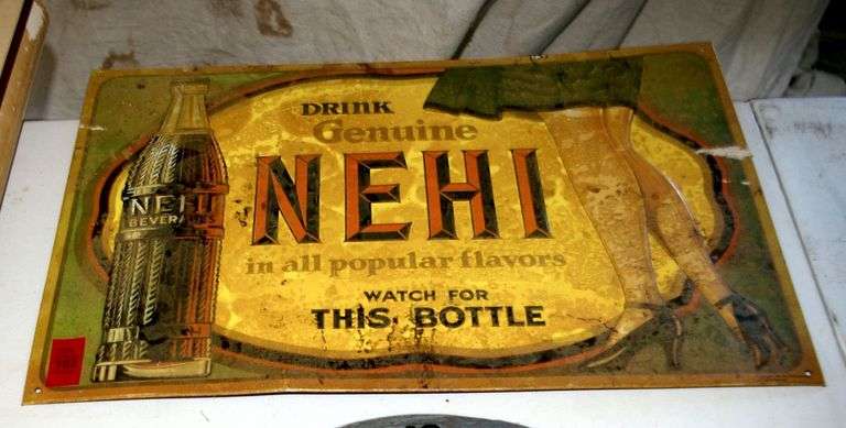 Vintage Tin Nehi Sign & 1947 Calendar