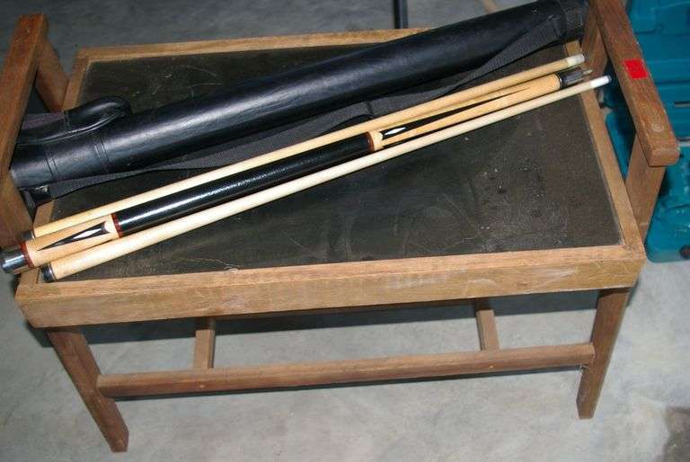 Table, Pool Cue & Case