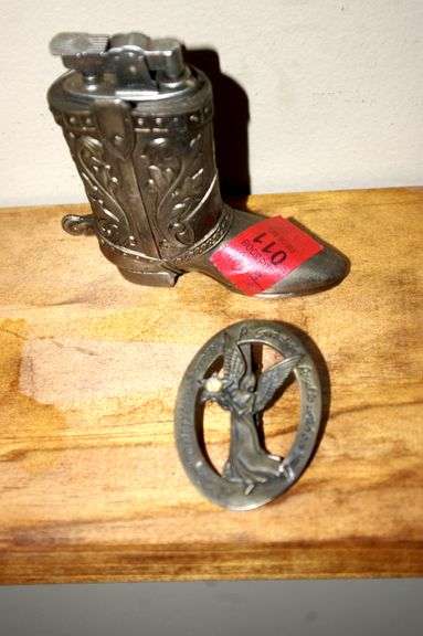 Vintage Cowboy Boot Cigarette Lighter & Angel Pin