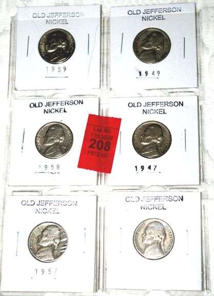 6 Old Jefferson Nickels