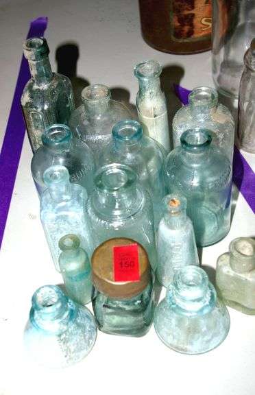 Collection of Blue Green Medicine Bottles