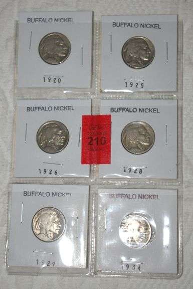 6 Buffalo Head Nickels
