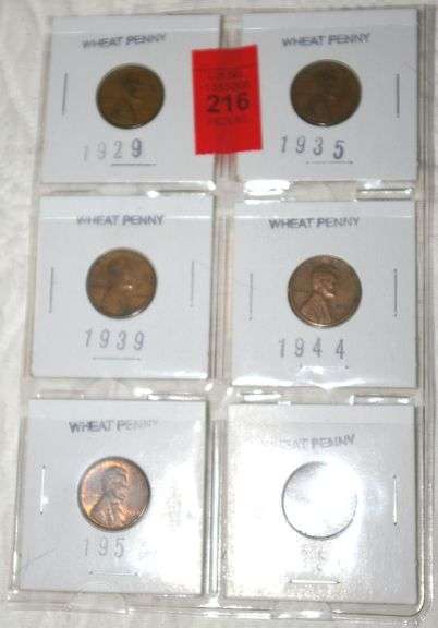 6 Old Wheat Pennies